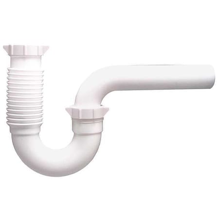 Zoro Select 1-1/2 Dia, Polypropylene, White/Plastic, Lavatory/Kitchen Flexible, P-Trap 1PPC5