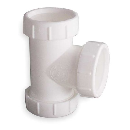 Zoro Select 1-1/2" or 1-1/4 Dia, Polypropylene, White/Plastic, Lavatory/Kitchen, Tee 1PPA4