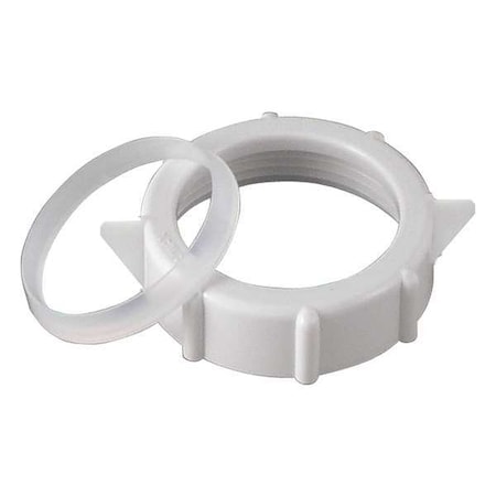 Zoro Select 1-1/2" or 1-1/4" Dia, polypropylene, White/Plastic, Slip-Nut And Washer 1PPB7