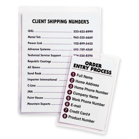 C-Line Products Shop Ticket Holder, Clear, 11 7/32" H, PK50 70911