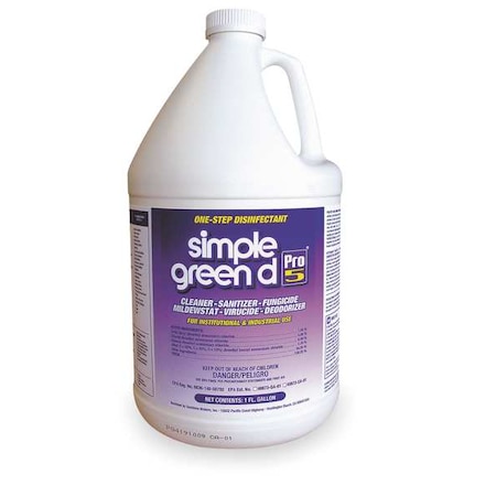 SIMPLE GREEN Disinfectant/Sanitizer, 1 gal. Bottle, Unscented, Green 3410000430501