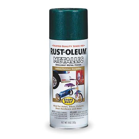 Rust-Oleum Metallic Spray Paint, Racing Green, Metallic, 11 oz. 7252830