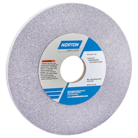 Norton Abrasives Grinding Wheel, T1, 6x1/4x1-1/4, AO, 80G 66252835092