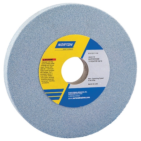 Norton Abrasives Grinding Wheel, T1, 6x1/2x1.25, CA, 60G, PK5 66252803344