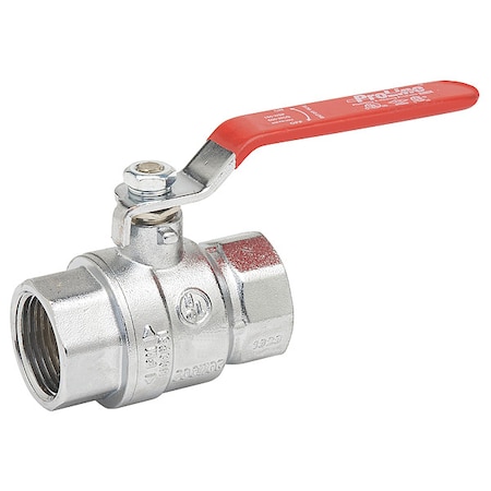 Zoro Select 1/2" FNPT Chrome Brass Ball Valve Inline 107-823-CP