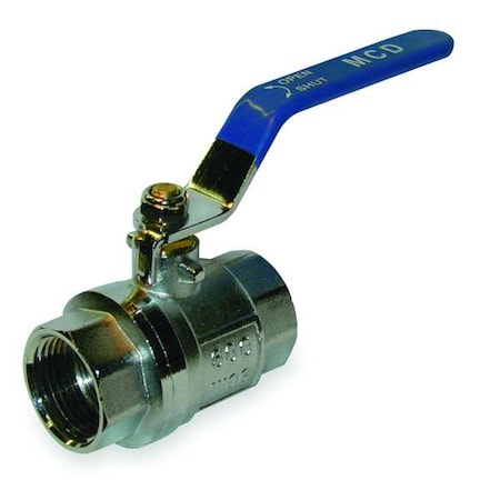 Zoro Select 1-1/2" FNPT Chrome Brass Ball Valve Inline 107-827-CP