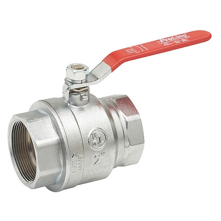Zoro Select 2" FNPT Chrome Brass Ball Valve Inline 107-828-CP