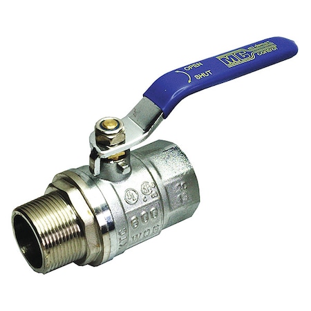 Zoro Select 2" FNPT x MNPT Chrome Brass Ball Valve Inline G-KTCM-200NP