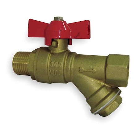 Zoro Select Ball Valve, Brass, 3/4 In NPT M x F 1PYZ2