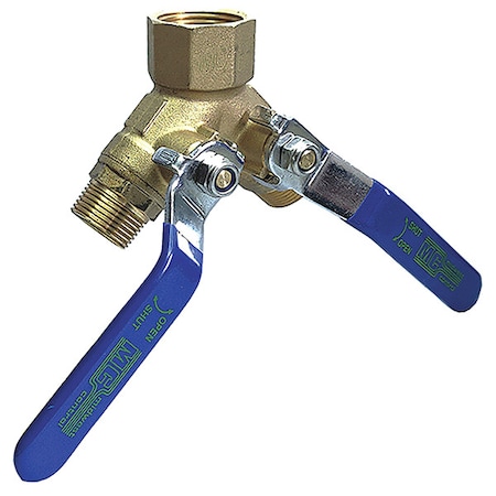 Zoro Select 1" x 3/4" FNPT x MNPT x MNPT Brass Ball Valve 3-Way G-MTW-7510