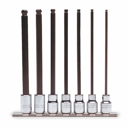 PROTO 3/8" Drive Long Hex Bit Set, SAE, 7 pcs J4900BD