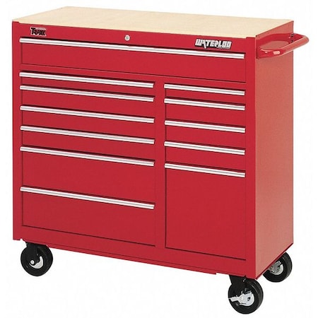 Waterloo Rolling Cabinet, Red, Steel, 41" W x 18" D x 41" H TRX4112