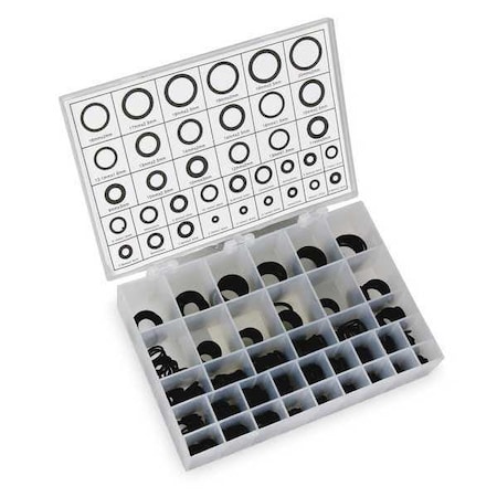 Zoro Select O-Ring Assortment, Buna N, 500 Pcs, 36 Szs 1RGY3