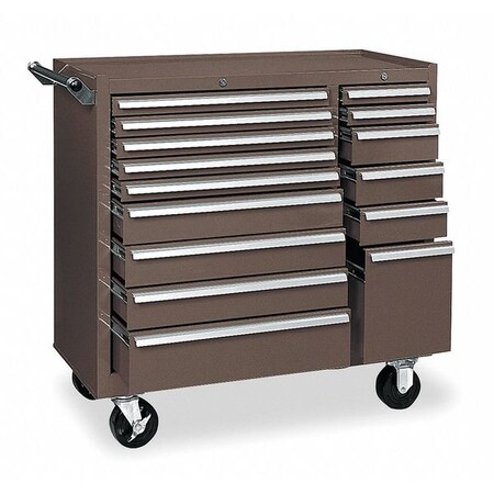 Kennedy Industrial Rolling Cabinet, 15 Drawer, Brown, Steel, 39-3/8" W x 18" D x 39" H 315XB