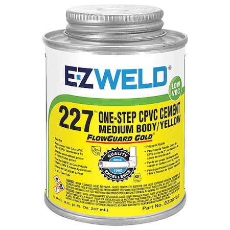 Ez Weld Cement, 8 Oz, Yellow, CPVC EZ32702