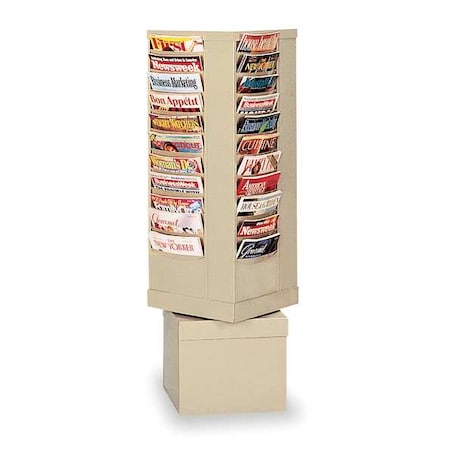 Durham Mfg Magazine Display 44 Compartments, 14-1/8"W x 14-1/8"D Tan 410-75