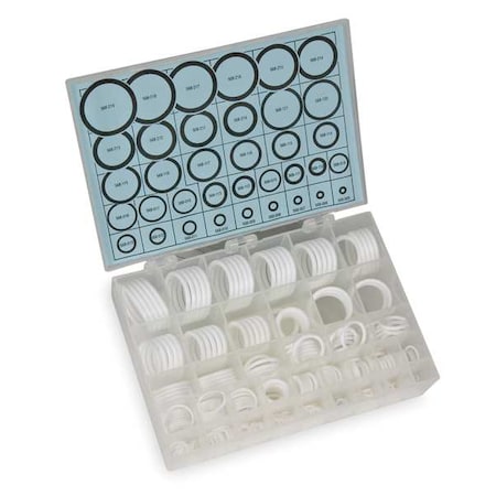 Zoro Select O-Ring Assortment, PTFE, 325 Pcs, 36 Sizes 1RHA1