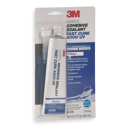3M Polyurethane Adhesive Sealant, 3 oz, Tube, Whites, Polyurethane Base, 4000 UV 05280