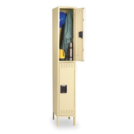 Tennsco Wardrobe Locker, 15 in W, 18 in D, 78 in H, (1) Wide, (2) Tier, Sand DTK-151836-1SD