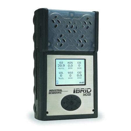 Industrial Scientific MX6 iBrid Multi-Gas Detector, IP64, Audible, Vibrating, Visual, LCD, 36 hr Battery Life MX6-K123R211