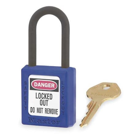 Master Lock Lockout Padlock, Keyed Different, Thermoplastic, Blue, 1 1/2 in Shackle Height, 1 1/2 in Body Width 406BLU