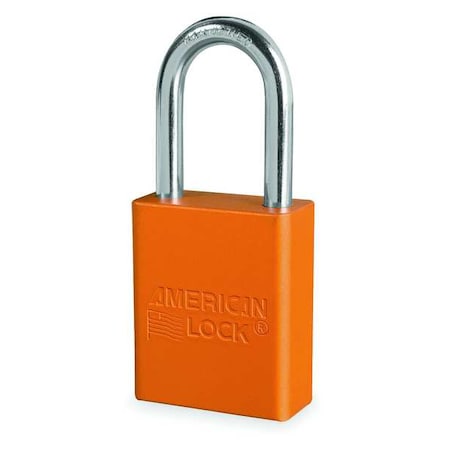 American Lock Lockout Padlock, Keyed Different, Anodized Aluminum, 1 1/2 in Shackle, Includes 2 Keys, Orange A1106ORJ