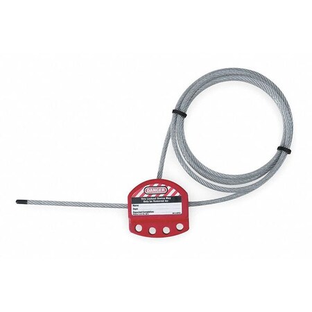 Master Lock Cable Lockout, 6 Ft, Steel, 4 Hole, Red 8611