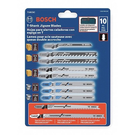 Bosch Jigsaw Blade Set, T-Shank T10CSC