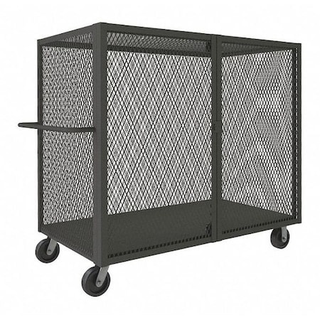Zoro Select Dual-Latch Welded Mesh Security Cart with Fixed Shelves, 2,000 lb Capacity, 32 in W x 66 1/2 in L x HTL-3060-DD-95