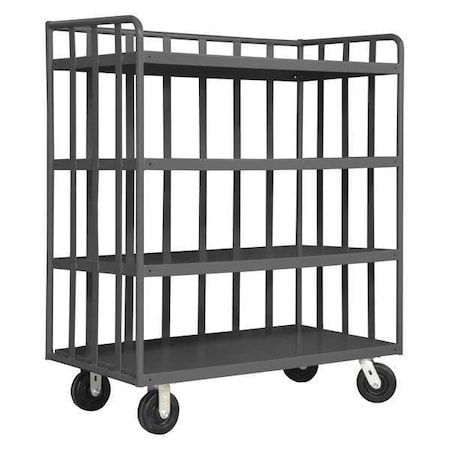 Zoro Select Single-Side-Access Slat-Wall Metal Stock Truck, Steel, 3,600 lb Load Capacity, 4 Shelves OPT-7224-95