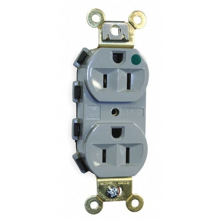 Hubbell Wiring Device-Kellems Snap Connect Receptacle, 15A, Gray SNAP8200GY