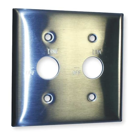 Hubbell Wiring Device-Kellems Barrel Key Wall Plates and Box Cover, Number of Gangs: 2 Stainless Steel, Brushed Finish, Silver SS22RKL