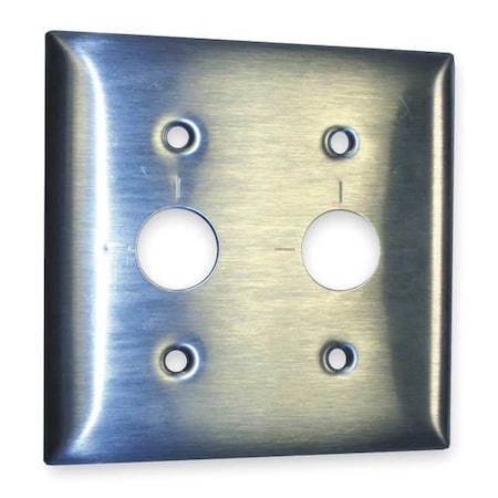 HUBBELL Barrel Key Wall Plates and Box Cover, Number of Gangs: 2 Stainless Steel, Brushed Finish, Silver SS22RKLM