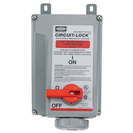 Hubbell Wiring Device-Kellems Mechanical Interlock, Pin And Sleeve, 10HP HBL420MI7W