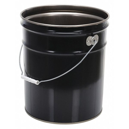 Zoro Select Steel Pail, Black, Cap 5 Gal, With Lining PAIL-STL-RI-UN