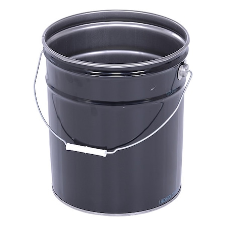 Zoro Select 5 gal Pail W/ Lining, Steel, Black PAIL-STL-RI