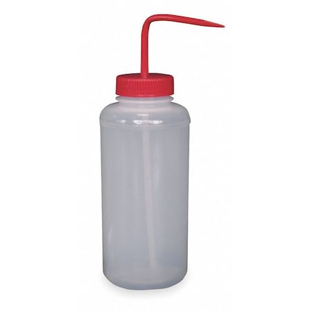 Vestil Wash Bottle, Wide, Red, Polypropylene BTL-WW-32R