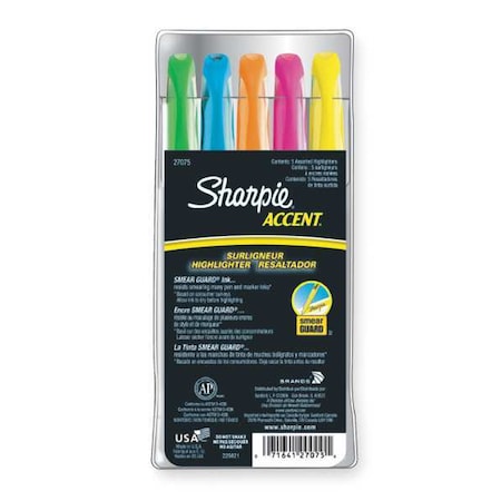 Sharpie Highlighter, Standard, Assorted, PK5 1908101