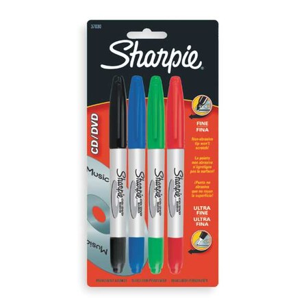 Sharpie Black, Blue, Green, Red Twin Tip Permanent Marker Set, 4 PK 37030PP