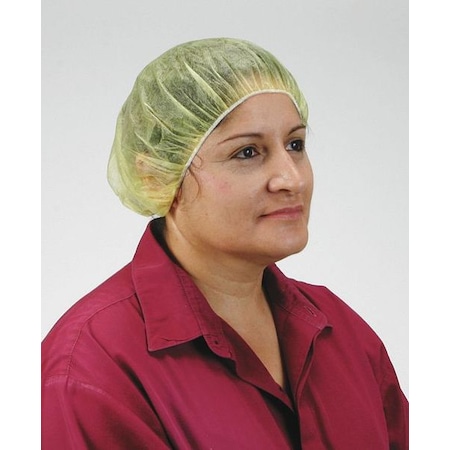 Condor Bouffant Cap, Polypropylene, 28 in Dia., Yellow, XL, 100 PK 3EZD6