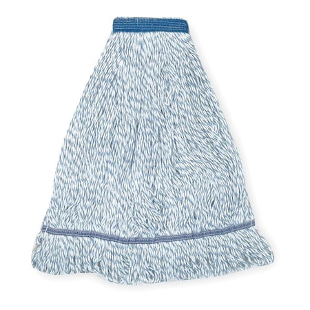 Tough Guy 1-1/4 in Strip Finish Mop, Slide-On, Looped-End, Blue/White, Rayon (Formerly Tough Guy) 1TYY7