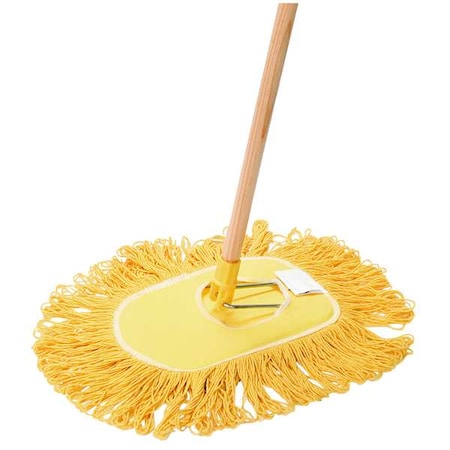 Tough Guy 11 in L Flat Wedge Mop, Slide On Connection, Looped-End, Yellow (Formerly Tough Guy) 1TZF9