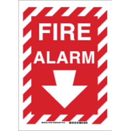Brady Fire Alarm Sign, 14 in Height, 10 in Width, Fiberglass, Rectangle, English 69071