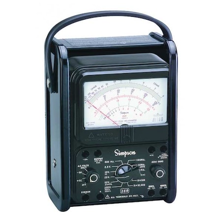 Simpson Electric Analog Multimeter, 1000V, 10A, 20M Ohms 260-8PRT