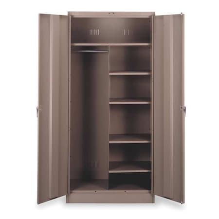 Tennsco Combo Wardrobe Storage Cabinet, 78 in H, 36 in W, 24 in D, Swing, Keyed, Sand, 5 Shelves, 0 Drawers 7820SD