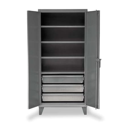 Strong Hold Combo Drawer Storage Cabinet, 78 in H, 36 in W, 24 in D, Swing, Padlock Hasp, Dark Gray, 3 Drawers 36-244-3DB