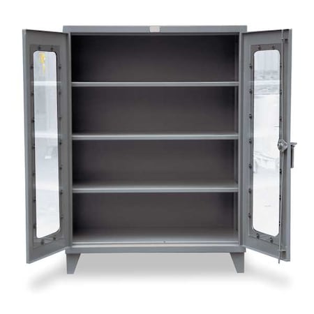 Strong Hold Shelving Storage Cabinet, 66 in H, 48 in W, 24 in D, Swing, Padlock Hasp, Dark Gray, 3 Shelves 45-LD-243