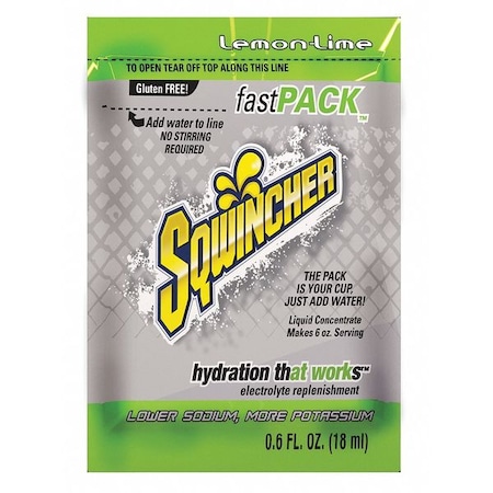 Sqwincher Sports Drink Liquid Concentrate 0.6 oz., Lemon-Lime, Pk50 159015308