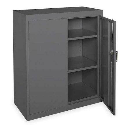 Zoro Select Shelving Storage Cabinet, 42 in H, 36 in W, 18 in D, Swing, Keyed, Gray, 2 Shelves, 0 Drawers 1UFC2