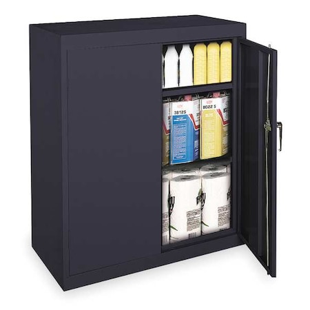 Zoro Select Shelving Storage Cabinet, 42 in H, 36 in W, 18 in D, Swing, Keyed, Black, 2 Shelves, 0 Drawers 1UFC4